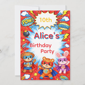 Superhero Birthday Invitation card Kaart