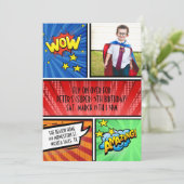 Superhero Birthday Invitation | Comic Book Party  Kaart (Staand voorkant)