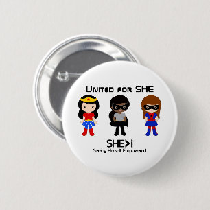 SUPERHERO Black Outline - United for SHE Ronde Button 5,7 Cm