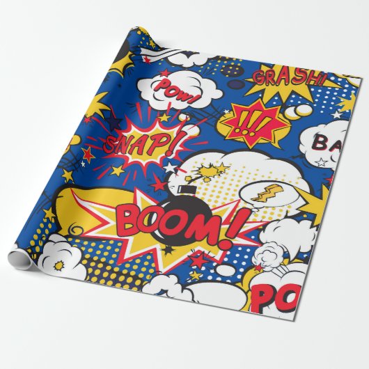 Superhero Blast Wallpaper Cadeaupapier (Uitgerold)
