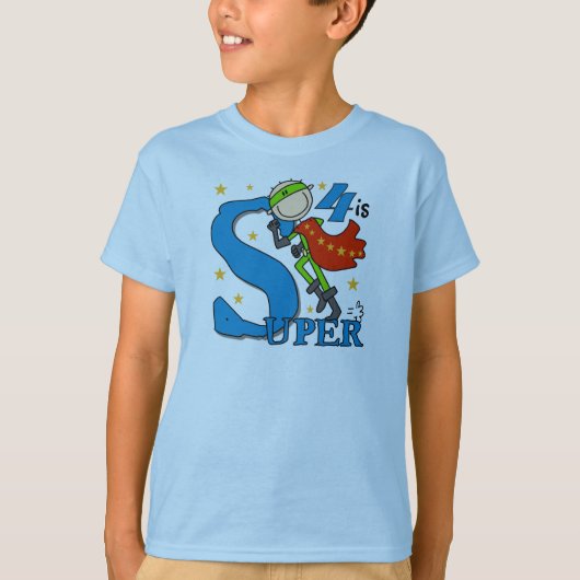 Superhero Boy 4th Birthday Tshirts et cadeaux (Devant)