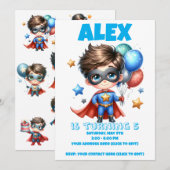 Superhero Boy Birthday Invitation | Editable  (Devant / Derrière)