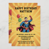 Superhero Boys Birthday Party Kaart (Voorkant / Achterkant)