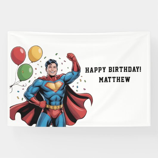 Superhero Boys Birthday Party Spandoek (Horizontaal)