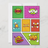 Superhero coloré Pop Art Anniversaire Invitation (Dos)