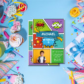 Superhero coloré Pop Art Anniversaire Invitation