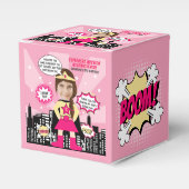 Superhero Comic Boek Stijl Meisje Verjaardag Foto Bedankdoosjes (Voorkant Zijde)