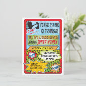Superhero Comic Book Baby Shower Invitations (Debout devant)