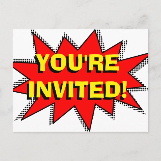 Superhero Comic Book Modèle d'invitation à thème (Dos)