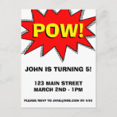 Superhero Comic Book Modèle d'invitation à thème (Devant)