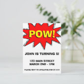 Superhero Comic Book Modèle d'invitation à thème (Debout devant)