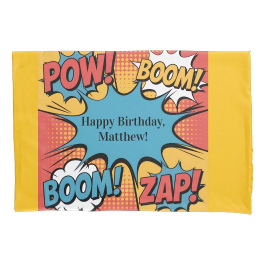 Superhero Comic Book Pop Art Boy Birthday Gift Kussensloop (Voorkant)