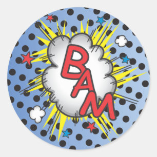 Superhero Comic Book Stickers, Bam! Ronde Sticker