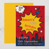 Superhero Comic City Birthday Invitation card (Devant / Derrière)