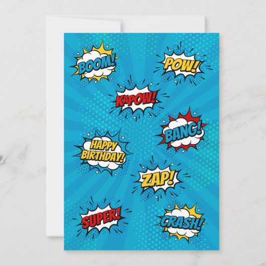 Superhero Comic Invitation d'anniversaire garçon (Dos)