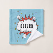 Superhero Comic Speech Bubble Boy Name (Gant de toilette)
