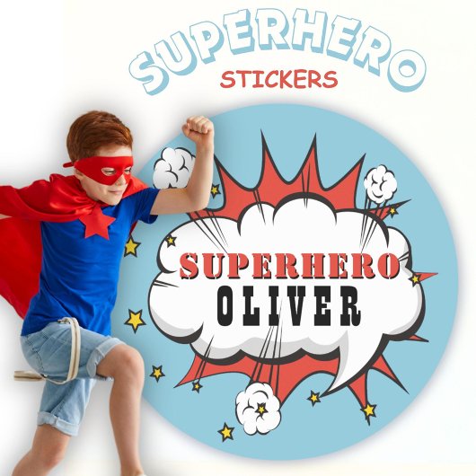 Superhero Comic Speech Cloud Kinder Ronde Sticker