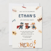 Superhero Cute Animaux Invitation Anniversaire de  (Devant)