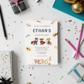 Superhero Cute Animaux Invitation Anniversaire de 