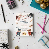 Superhero Dieren Schattige Kinderen Verjaardagsuit Kaart