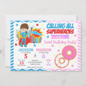 Superhero & Donut Joint Birthday Invitation (Devant)