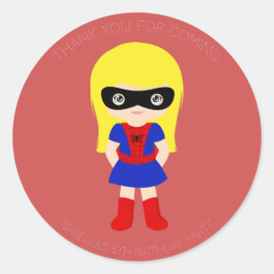 Superhero Enfants Filles Anniversaire Sticker roug