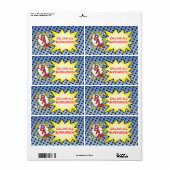 Superhero Étiquettes de bandes dessinées (Feuille entière)