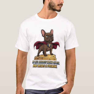 Superhero Franse Bulldog Cute Frenchie Held Design T-shirt