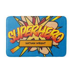 SUPERHERO Fun Retro Comic Book Pop Art Badmat