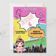 Superhero Girl Anniversaire Fête Invitation
