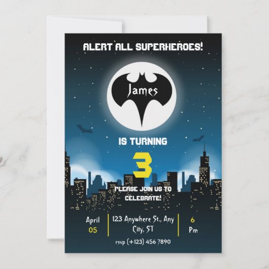 Superhero Invitation anniversaire pour garçon (Devant)