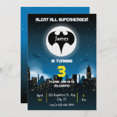 Superhero Invitation anniversaire pour garçon (Devant / Derrière)