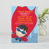 Superhero Invitation d'anniversaire pour le super  (Debout devant)