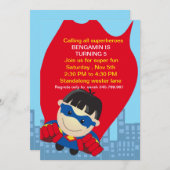 Superhero Invitation d'anniversaire pour le super  (Devant / Derrière)