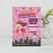 Superhero Invitation Filles roses Super Party (Debout devant)