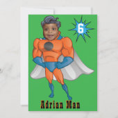 Superhero Orange Invitation d'anniversaire (Devant)