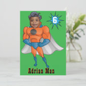 Superhero Orange Invitation d'anniversaire (Debout devant)