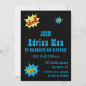 Superhero Orange Invitation d'anniversaire (Dos)