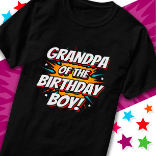 Superhero Party Comics Opa van Verjaardags Jongen T-shirt