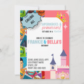 Superhero & Princesse Custom Invitations d'anniver (Devant)