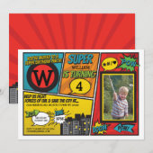 Superhero Red Blue Invitation Super Hero Invitatio (Devant / Derrière)