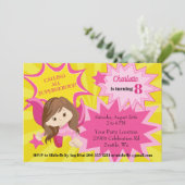 Superhero rose mignonne Invitation d'anniversaire (Debout devant)