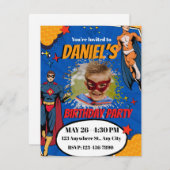 Superhero Spider Birthday Invitation with Photo  (Devant / Derrière)