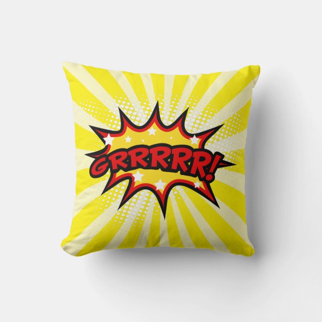 Superhero stripboek GRRR Cartoon Kussen (Voorkant)
