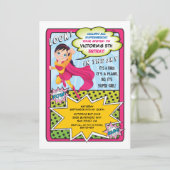 Superhero Super Girl Comic book Invitations (Debout devant)