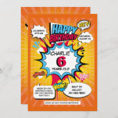 Superhero Thème Anniversaire Invitation (Devant / Derrière)