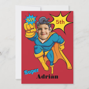Superhero 🦸 Verjaardag Fotosjabloon Aangepaste ui Kaart