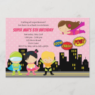 Superheroes Birthday Invitations (gierspoel voor m Kaart