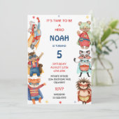 Superheroes Boys Anniversaire Fête Invitation (Debout devant)