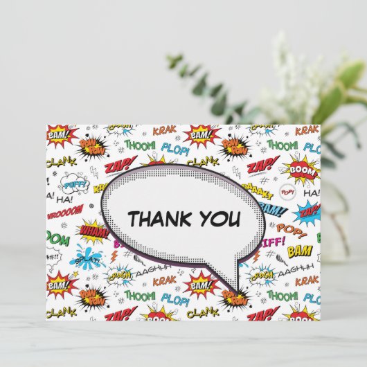 Superheroes Comics Pattern Dank u Kaart (Staand voorkant)